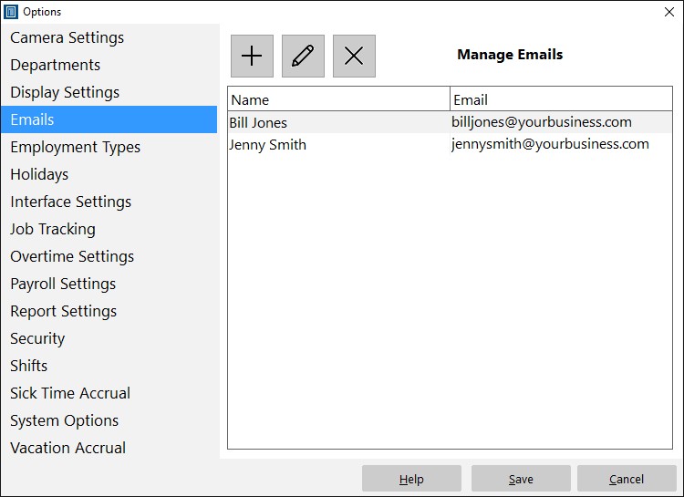 Emails Time Clock MTS Documentation