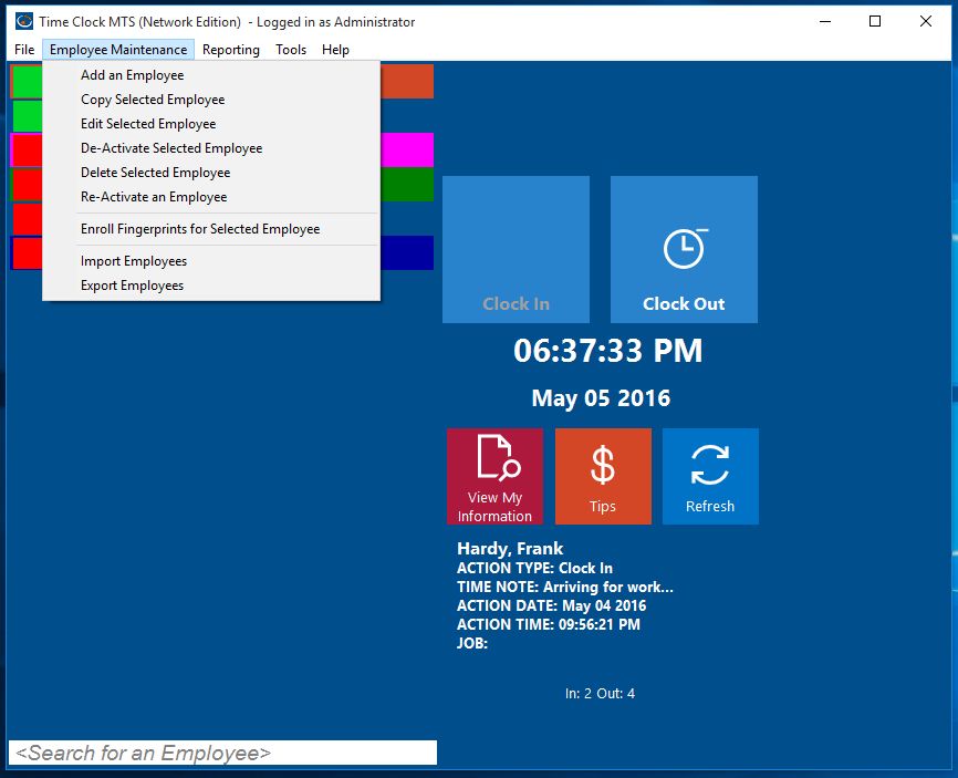 Add a Time Clock MTS Employee