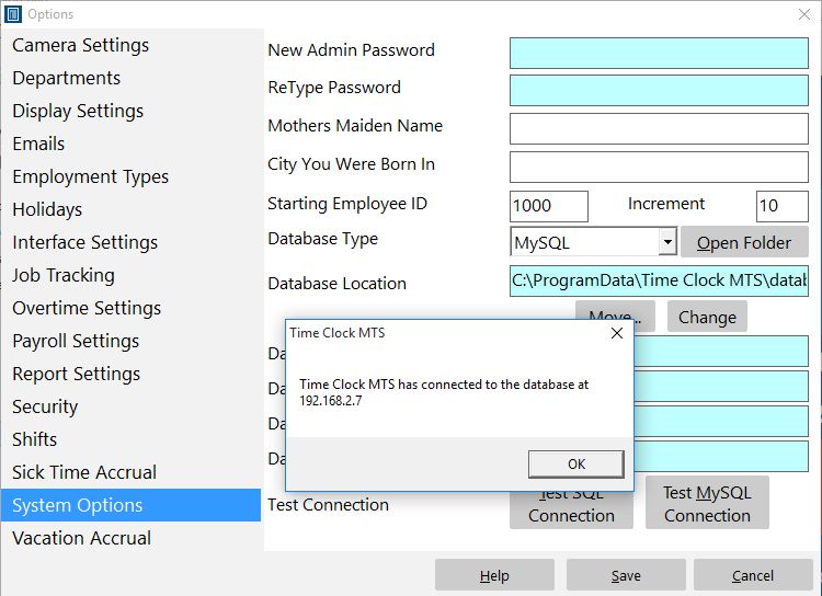 mysqlsetup5 Time Clock MTS
