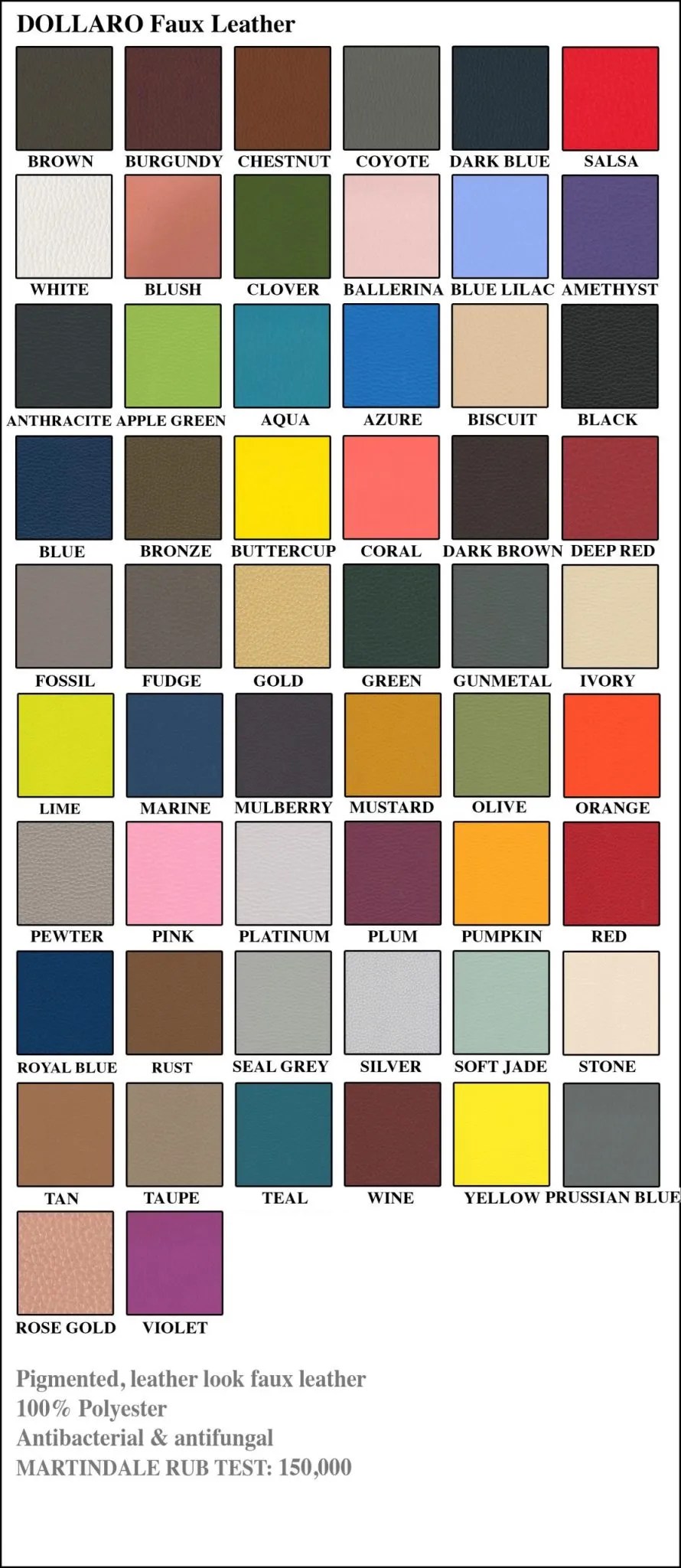 Faux/Vinyl Leather Samples Timeless Sofas