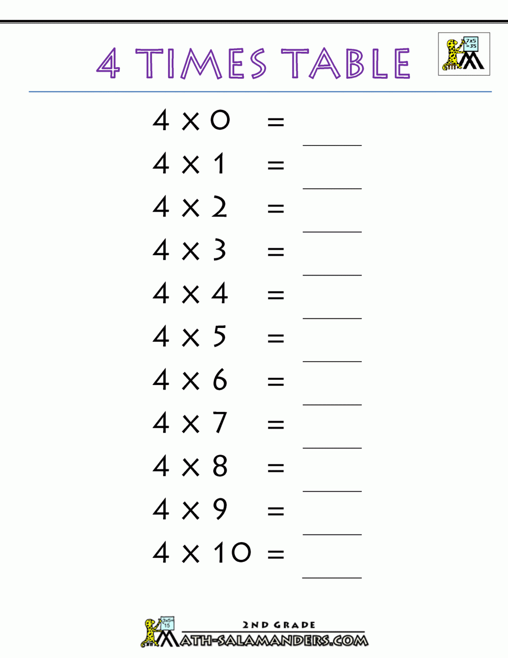 4 Times Tables Worksheets Pdf - Time Worksheets