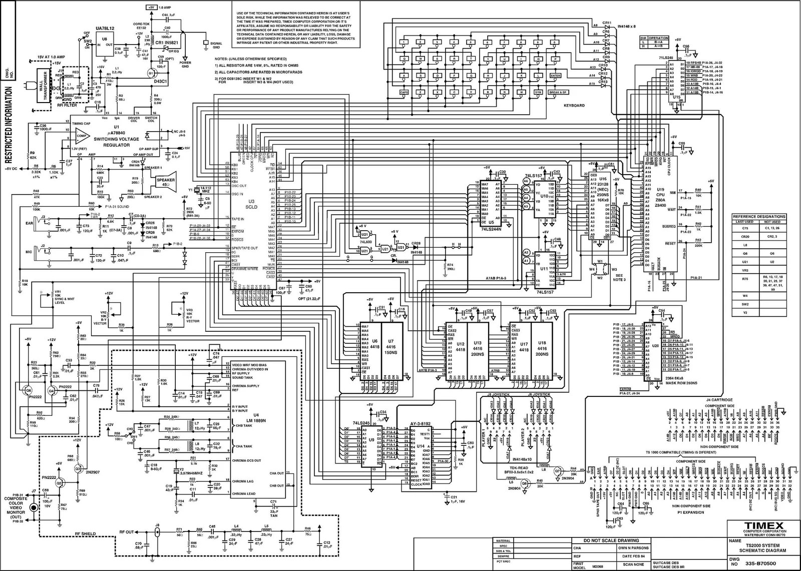 Reference and Technical Information about the T/S 2068 – Timex/Sinclair