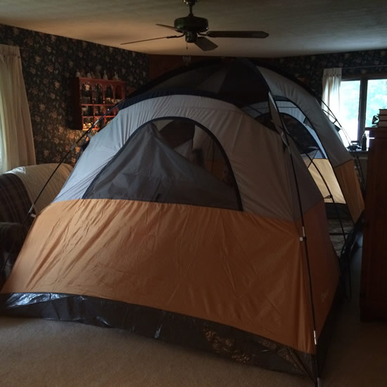 Day 33 Living Room Tent, Searching for Cups