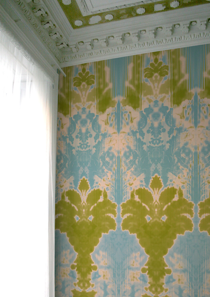 Ikat Damask wallpaper panel Timorous Beasties