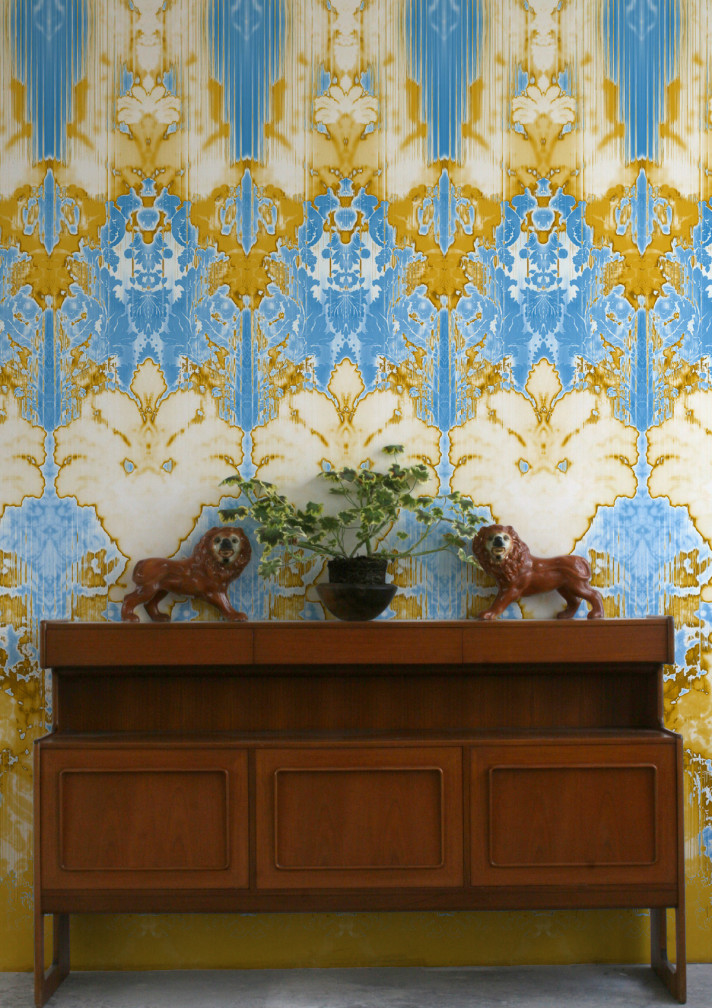 Ikat Damask wallpaper panel Timorous Beasties