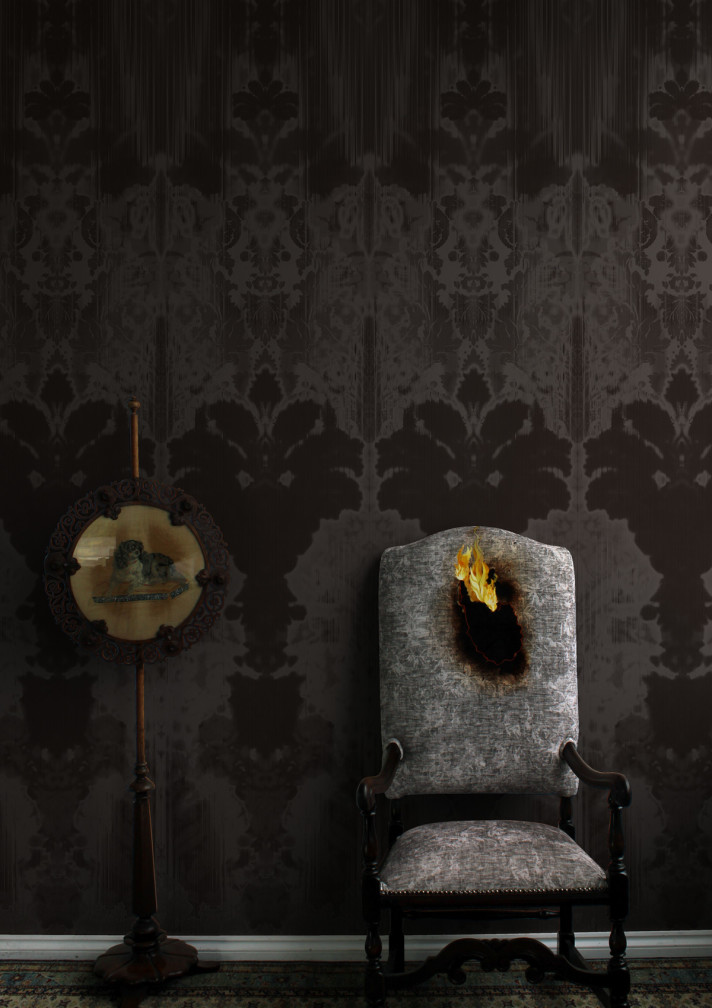 Ikat Damask wallpaper panel Timorous Beasties