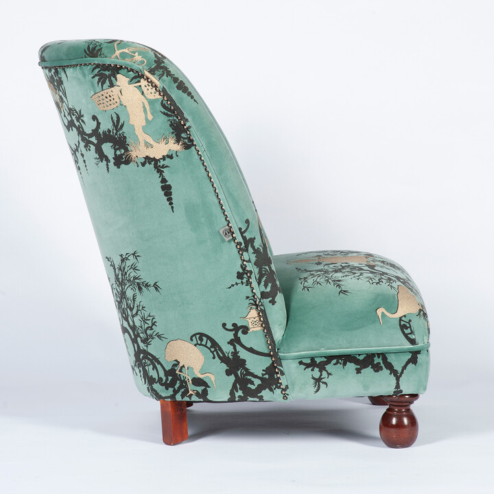 Timorous Beasties Shuiping Sea Blue Velvet Chair Timorous Beasties