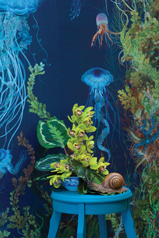 Timorous Beasties Jellyfish Foil Wallpaper Panel Timorous Beasties