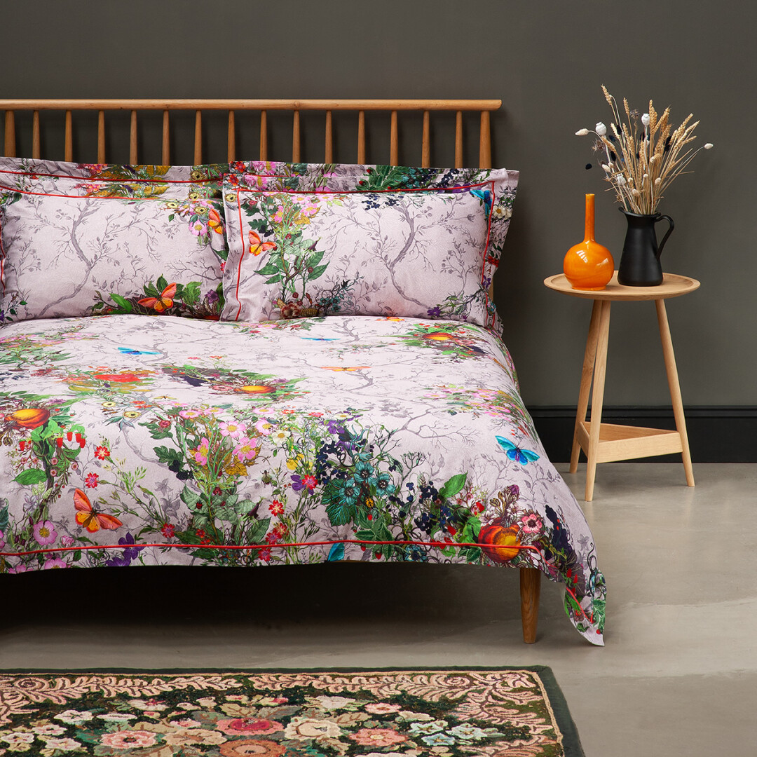 Timorous Beasties Bloomsbury Garden Dusty Pink Duvet Set Timorous