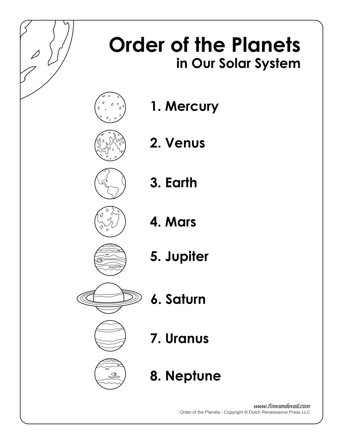 List of Planets in Order | Printable Science Poster for Kids