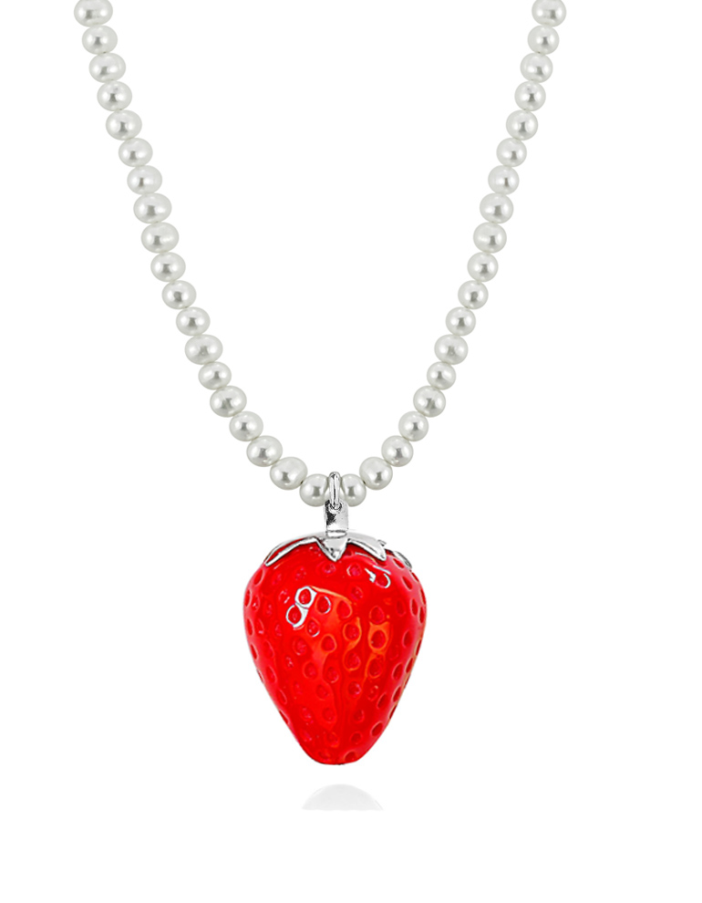 Red strawberry necklace TINALILIENTHAL Jewellery London