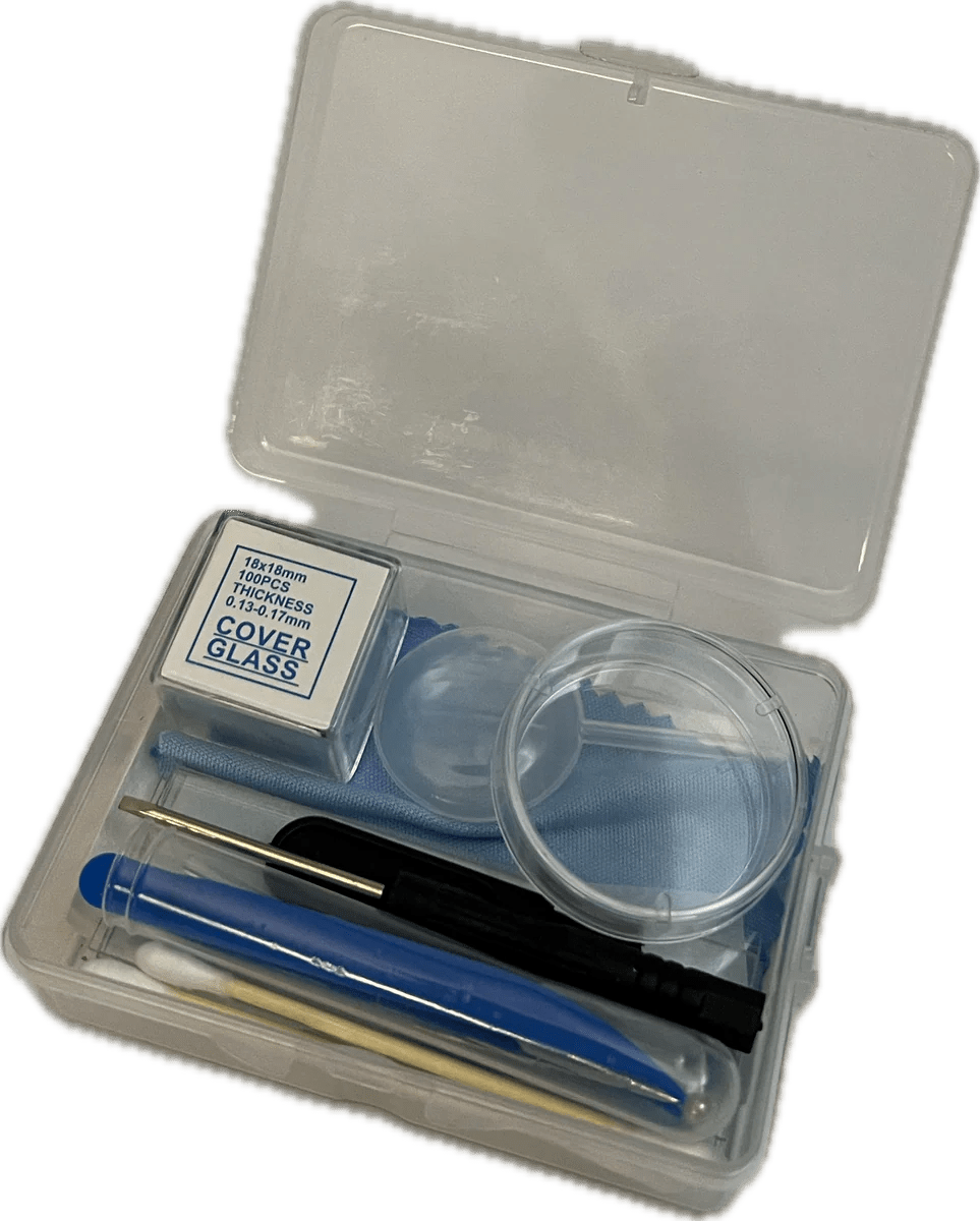 Microscope Accessory Kit with glass slides and cover slips Tiny