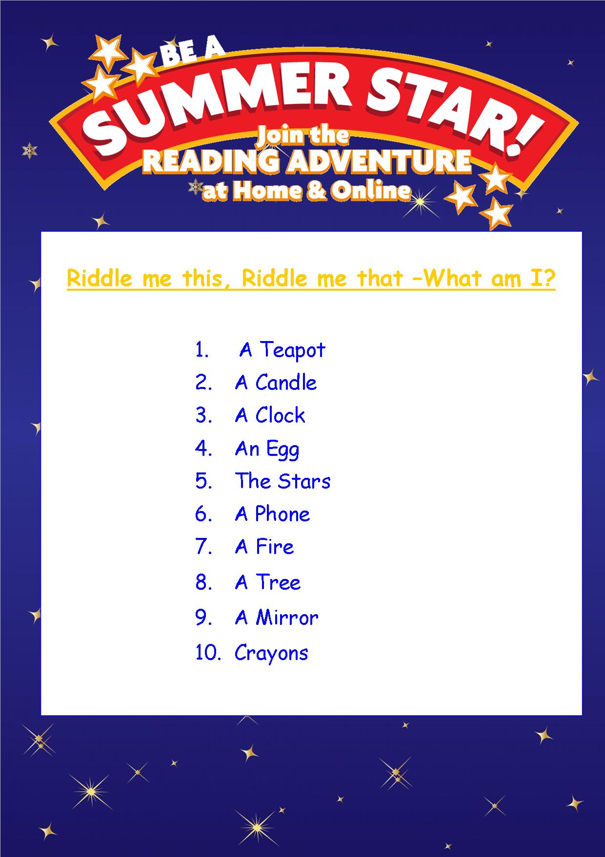 Thurles Library’s Summer Stars Quiz Week 4 Answers Tipperary