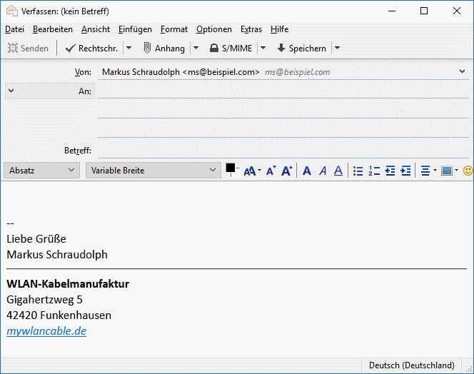 Thunderbird Signatur erstellen Bilder und Firmenlogo einbauen