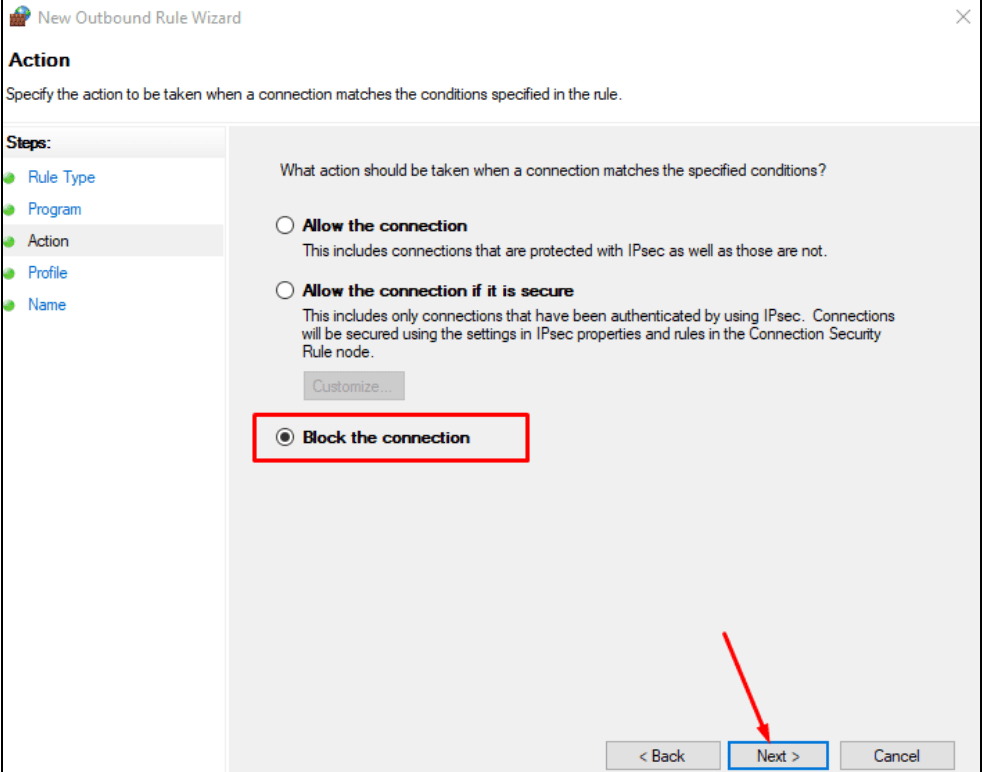 How to restrict or Block Exe in Firewall of Windows 10