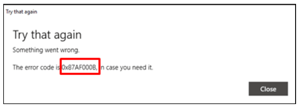 fix 0x87AF000B Error Code of windows store in Windows 10