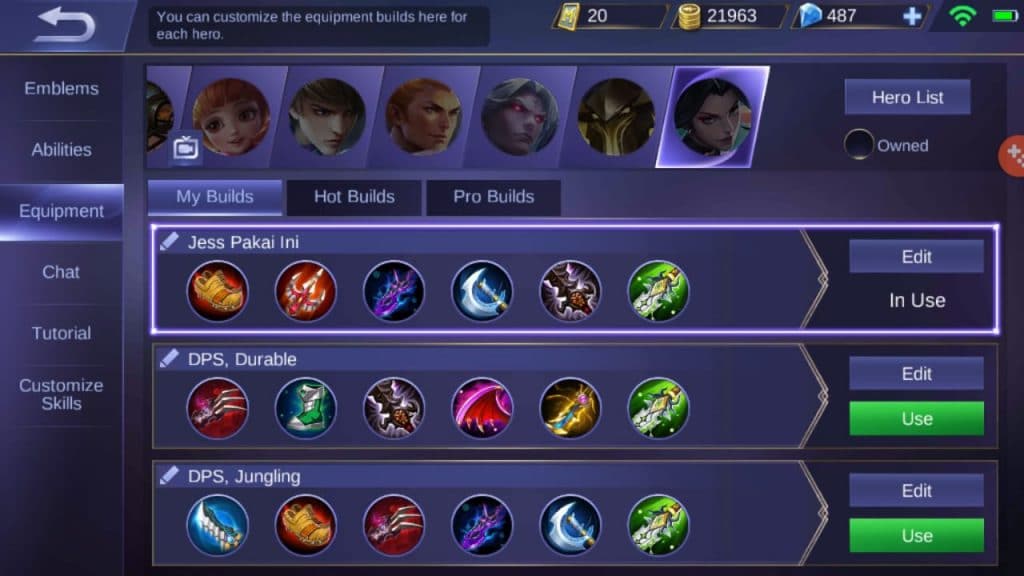 Build Item Jess No Limit Top Global Mobile Legends Dunia