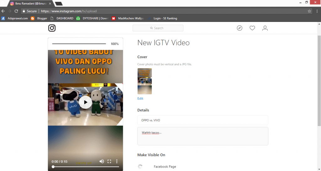 Cara Upload Video di Instagram TV lewat PC TAnpa Aplikasi Tambahan