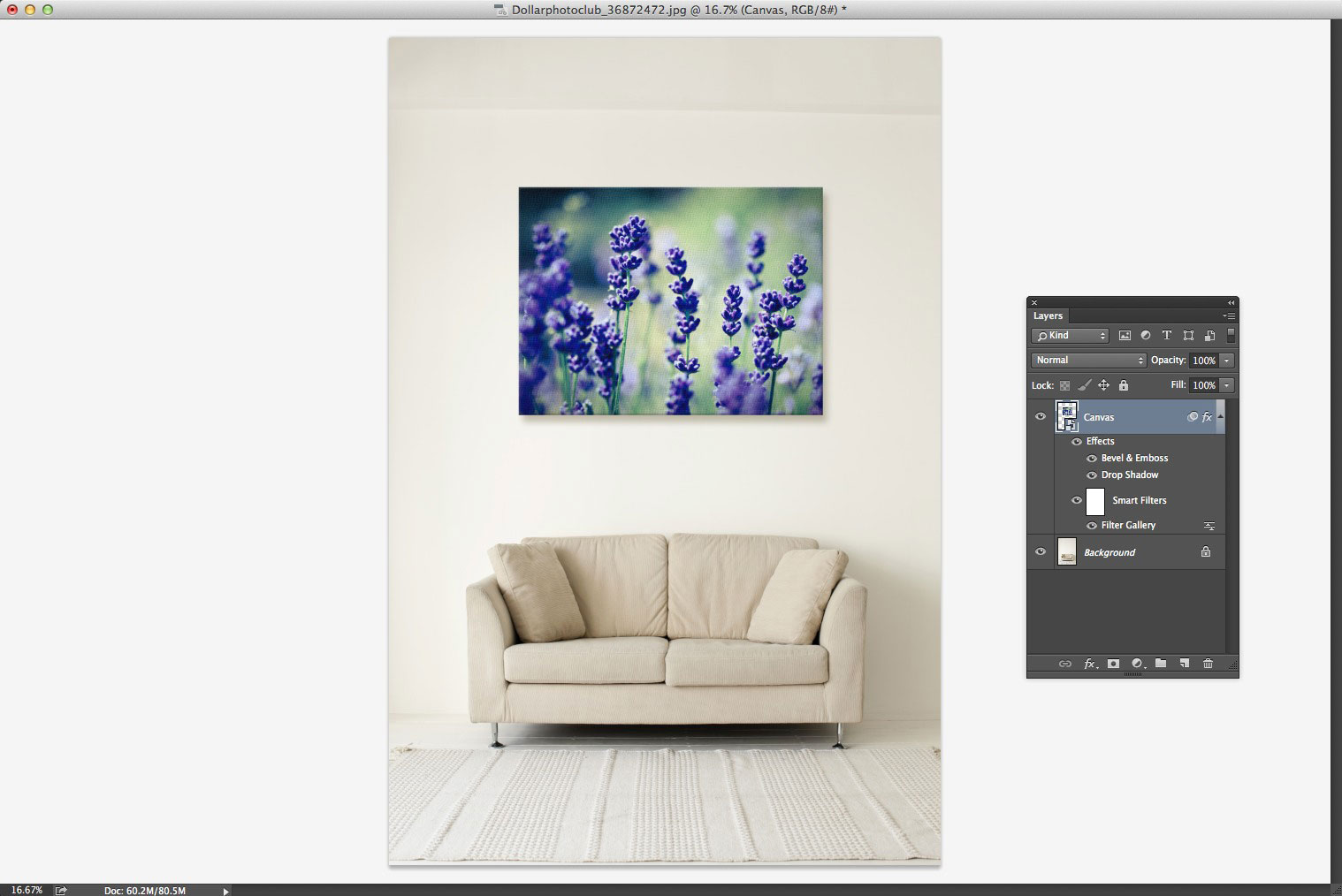 Create A Template To Display Your Image As A Mounted Canvas In