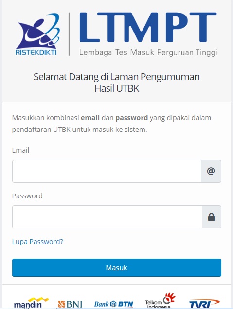  Seleksi Nasional Masuk Perguruan Tinggi Negeri  Pengumuman Hasil Seleksi UTBK 2019 Ujian Tulis Berbasis Komputer
