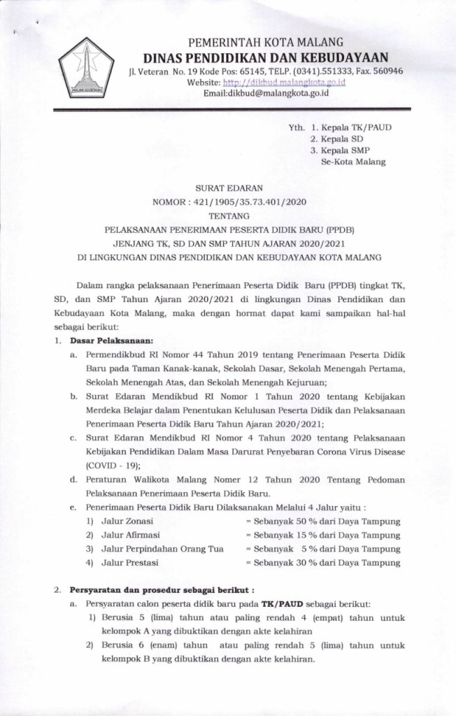 Jum'at, 18 juni 2021 ~ oleh heni purwanto ~ dilihat 1726 kali. Jadwal Pendaftaran Dan Syarat Daftar Ppdb Smp Negeri Kota Malang 2021 2021