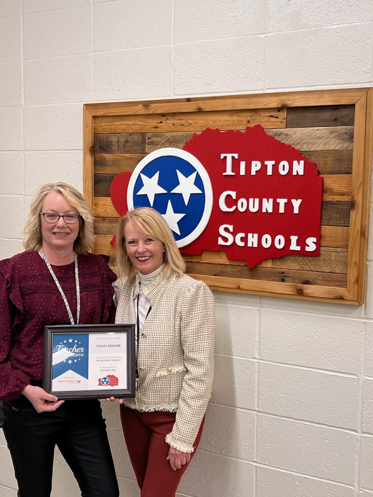 American Fidelity Teachers of the Month Tipton County
