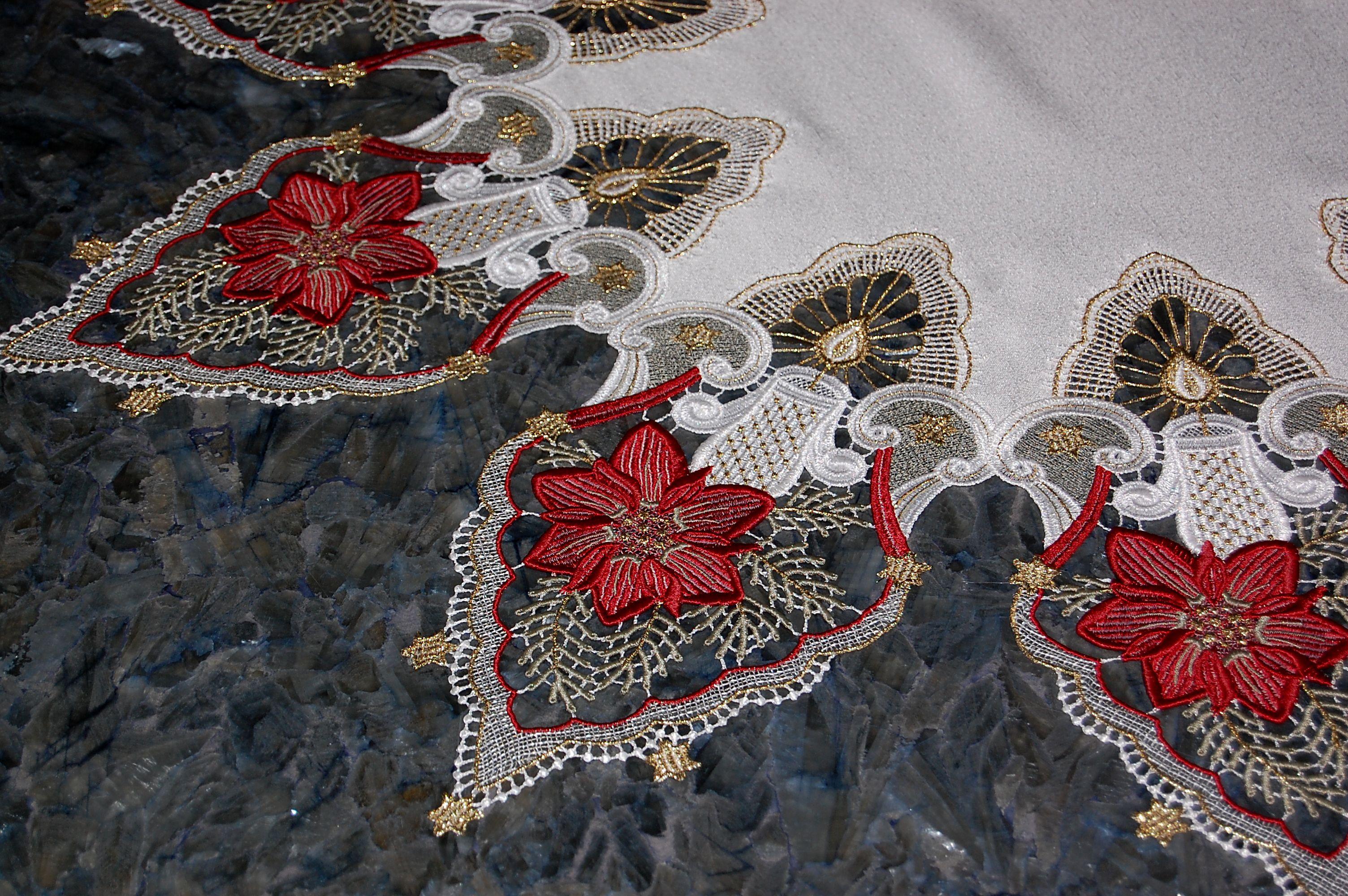 Kerzenspitze Rund 85 cm Plauener Spitze Tischdecke WEIHNACHTEN Mitteldecke