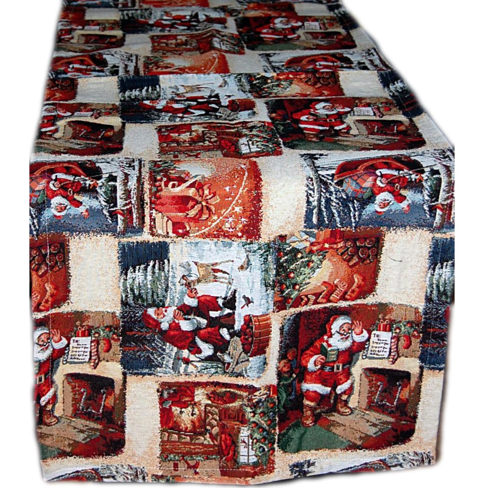Tischdecke WEIHNACHTEN rund 135 cm Weiß Bunt Winterland pflegeleicht