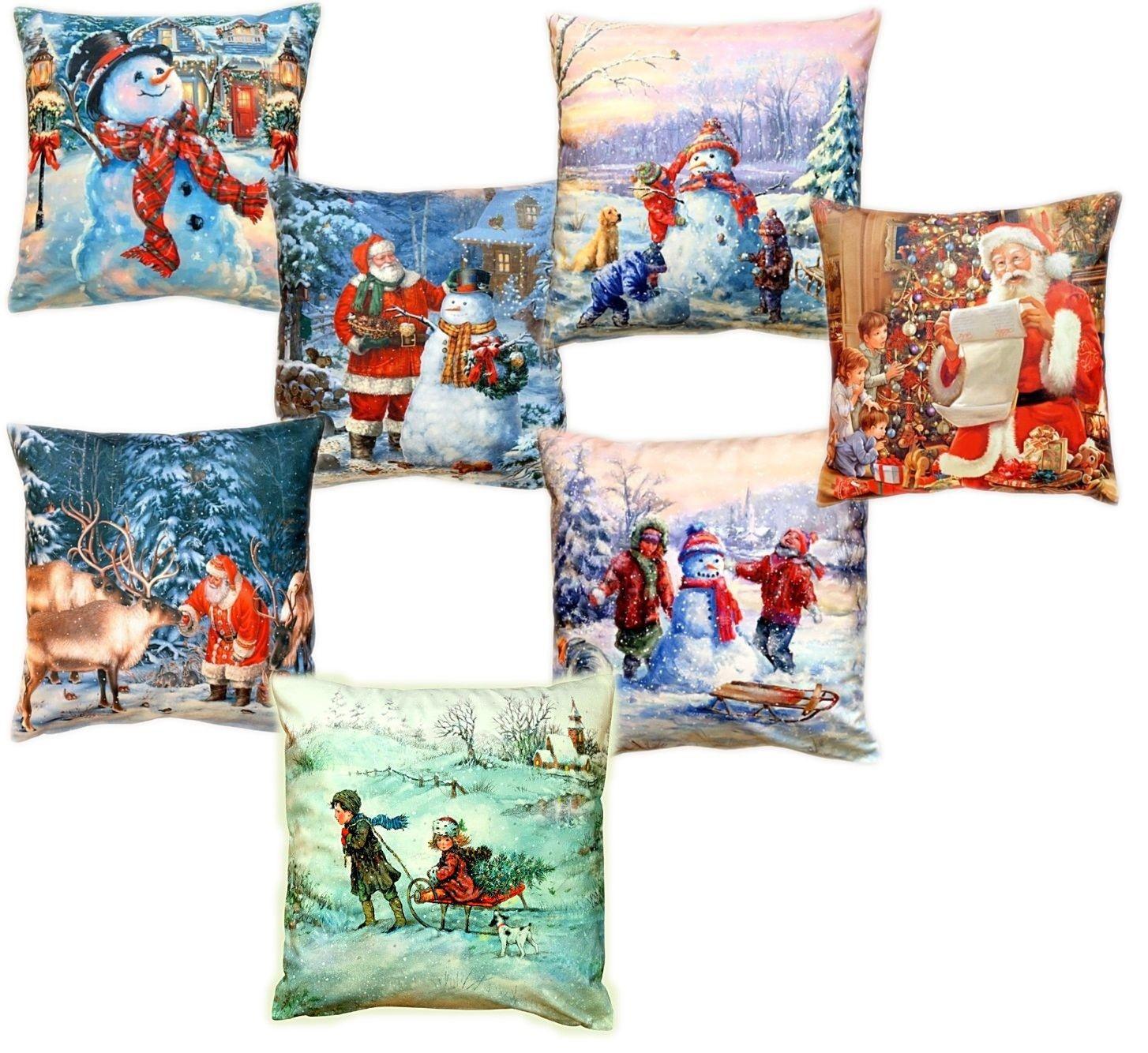 Tischdecke WEIHNACHTEN rund 135 cm Weiß Bunt Winterland pflegeleicht