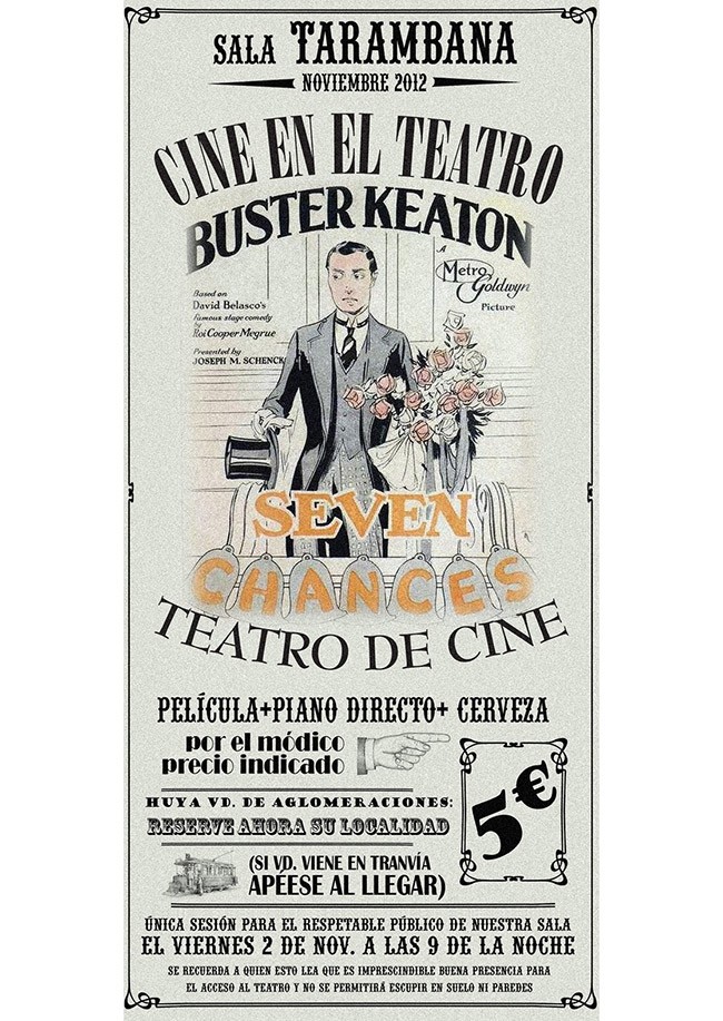 Cartel para cine mudo con piano en directo