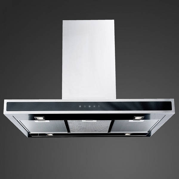 90cm FSL Island Cooker Hood Stainless Steel / Black Glass LED Lights