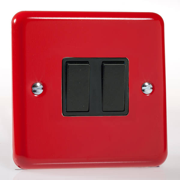 2 Gang 2 Way Light Switch Pillar Box Red Varilight (XY2B.PR)