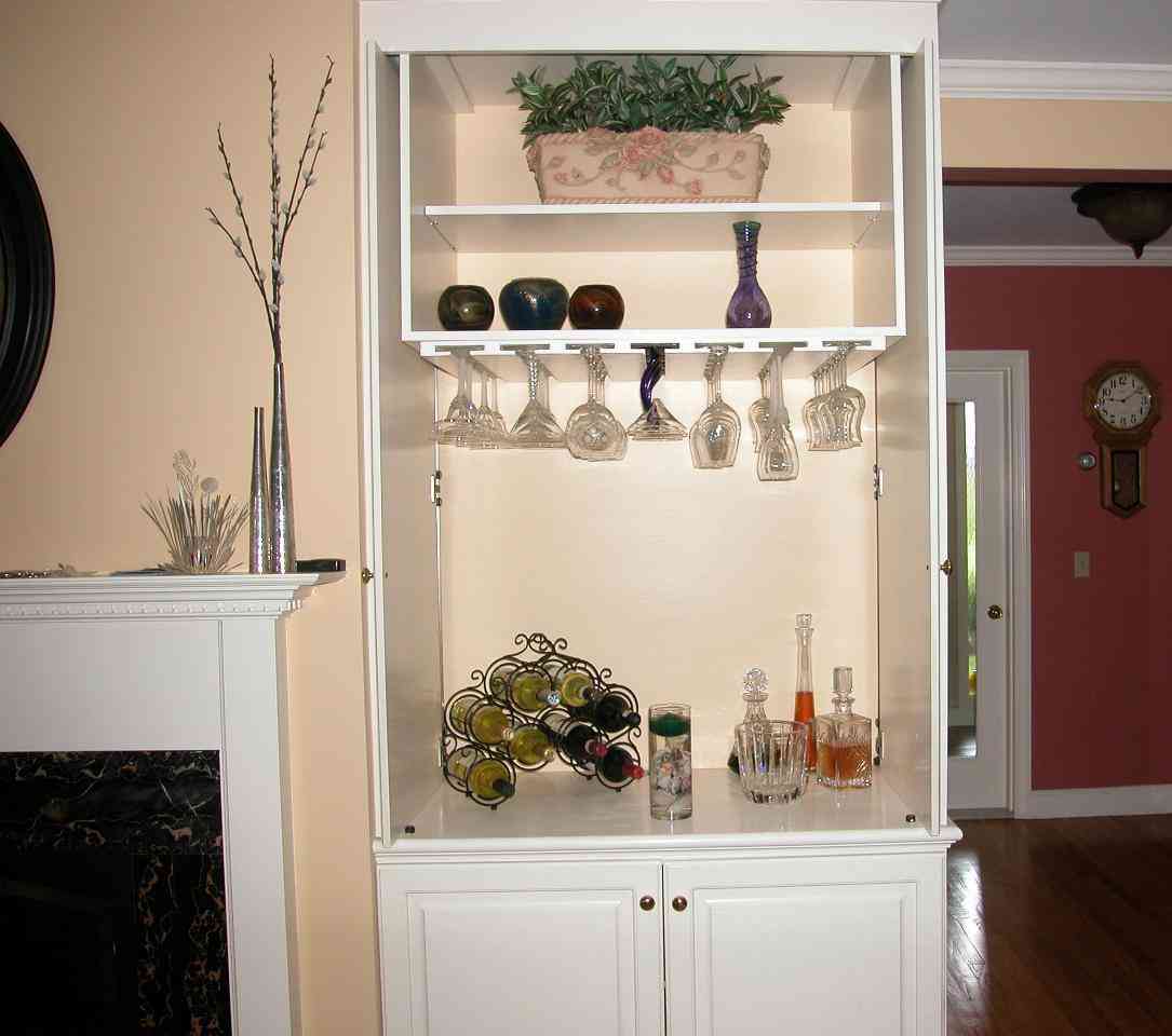 Another Custom Made Inside TV Entertainment Center Wine Glass Rack