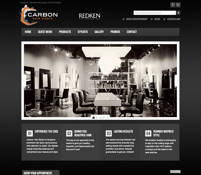 Carbon Hair Studio site Launch TMS Graphics