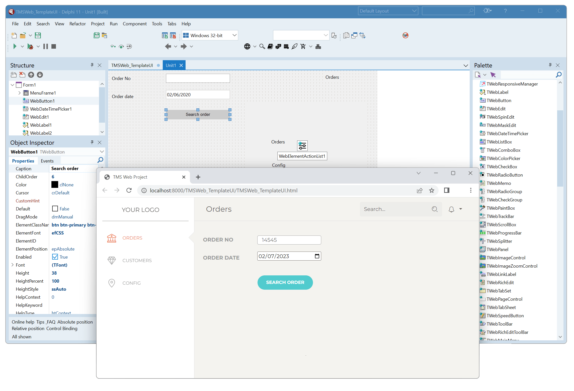 TMS WEB Core Framework for creating modern web applications in Delphi
