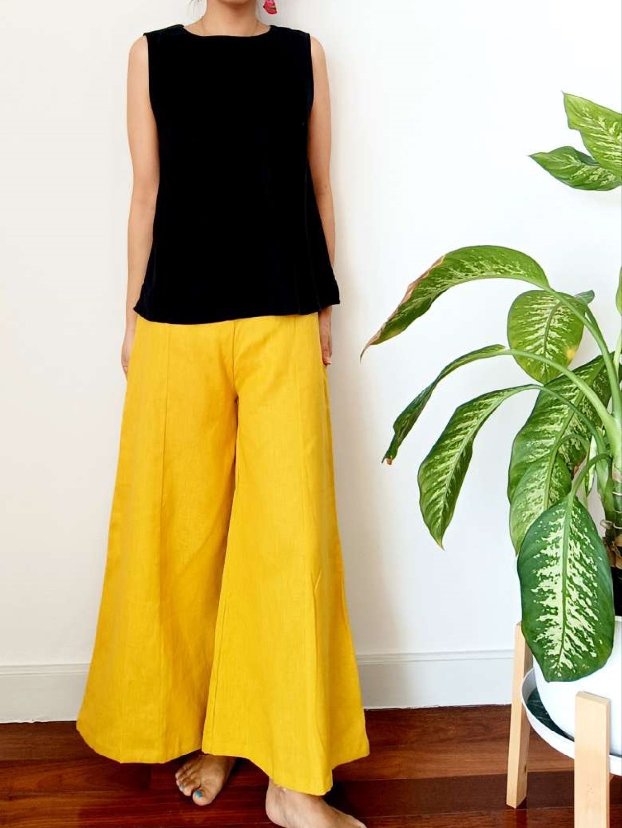 Yellow Pleated Linen Pants toanoi Colors By Love