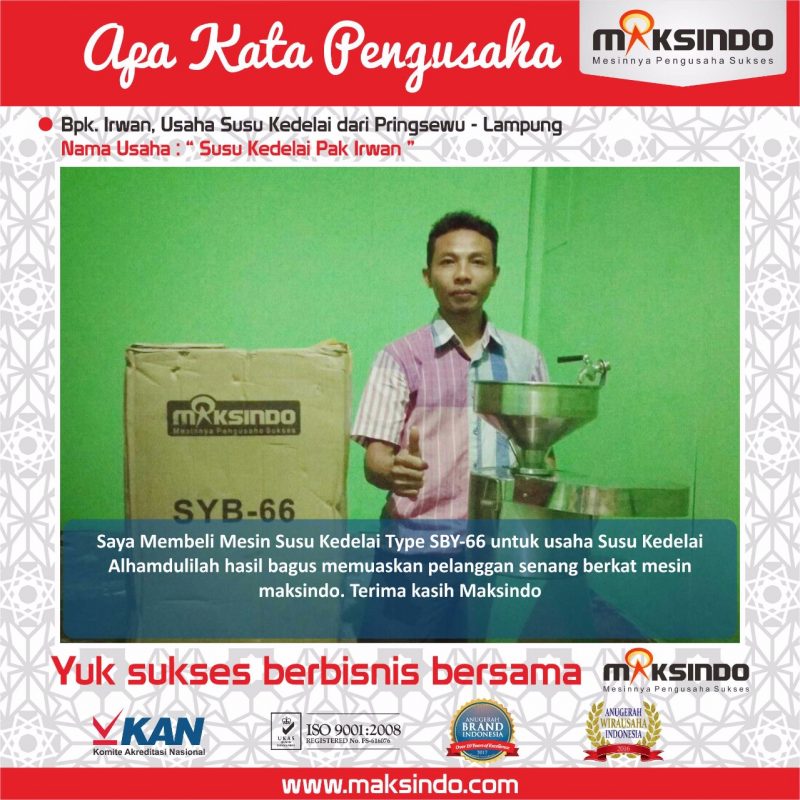 Susu Kedelai Pak Irwan : Hasil Memuaskan Berkat Mesin Susu Kedelai Maksindo  Toko Mesin Maksindo