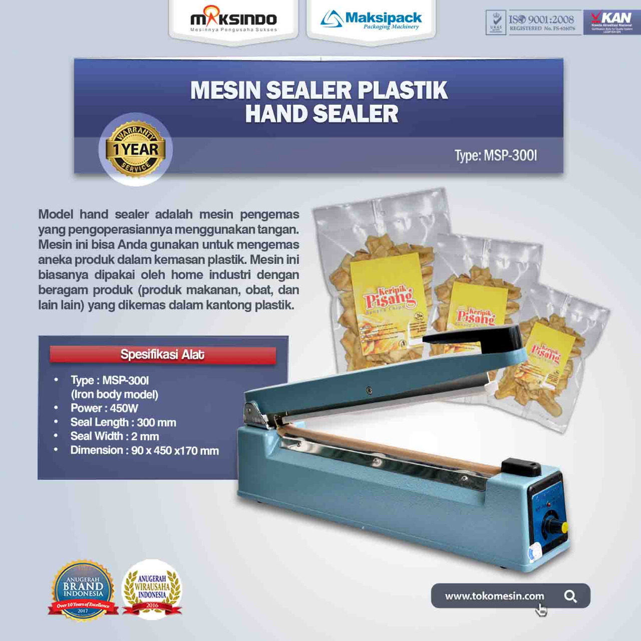 Jual Mesin Hand Sealer MSP300I di Medan Toko Mesin Maksindo Medan