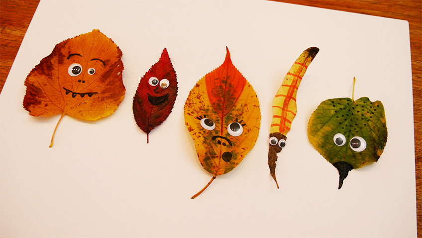 Mit Herbstblättern basteln Heute BlattGesichter