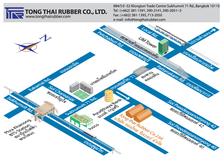 to tong thai rubber map