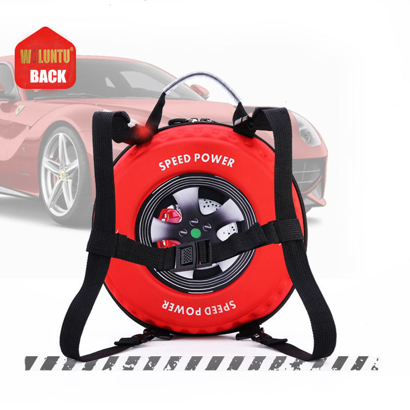 2019 New 3D Cartoon Car Tire Shape Backpack Children Zipper Bag