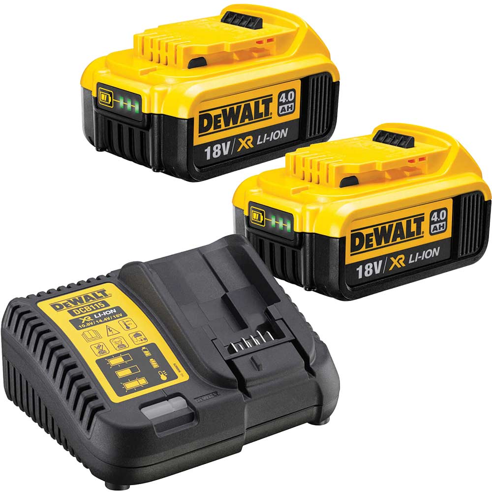 DeWalt 18v XR Cordless Twin Liion Battery and Charger Pack 4ah