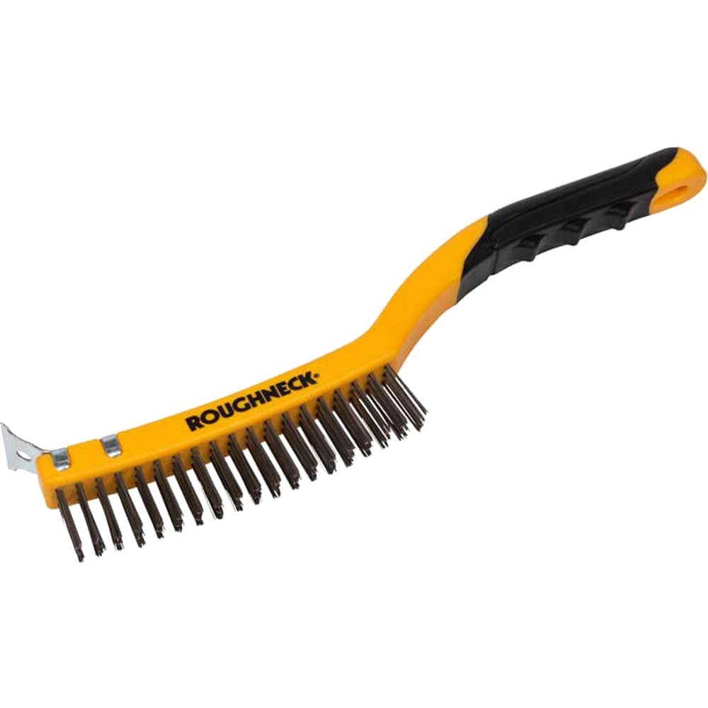 Roughneck Stainless Steel Soft Grip Wire Brush 3 Rows
