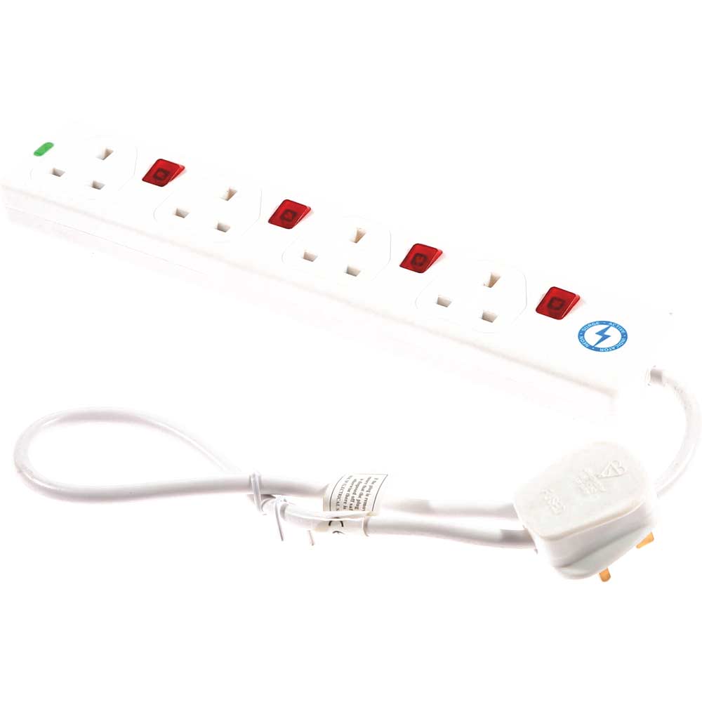 SMJ Surge Protected 4 Socket Extension Lead with Switches 240v Socket