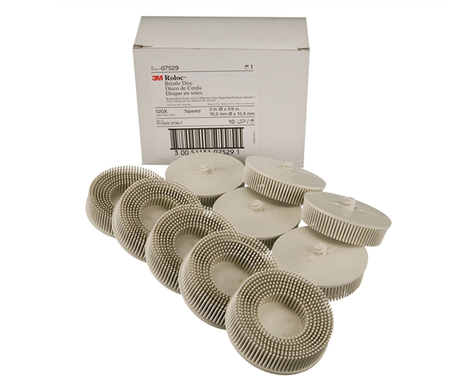 Save On 3M 7529 3" ScothBrite Roloc Bristle Discs 120 Grit Fine White