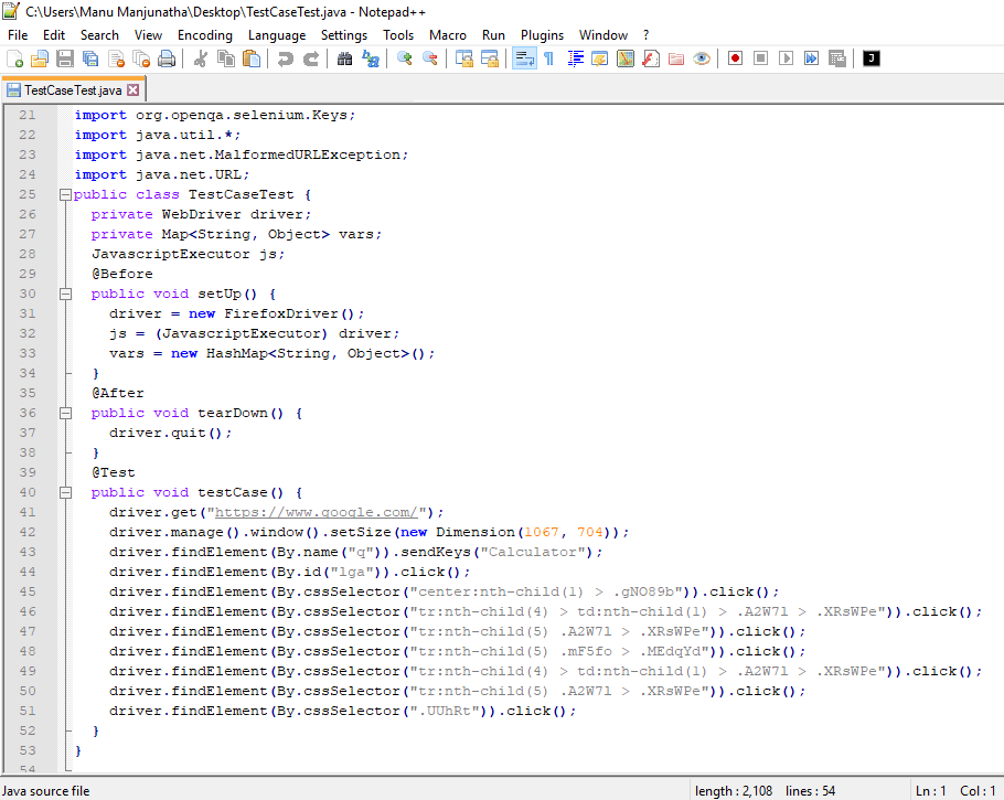 Export selenium IDE test case to webdriver tools4testing