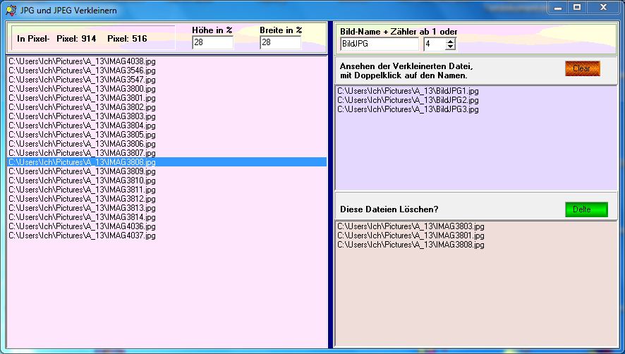Ein tool um schnell JPG u JPEG Bilder zu verkleinern