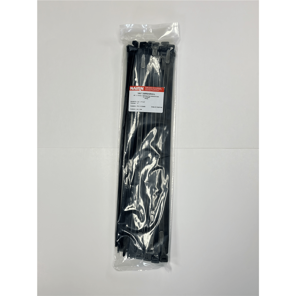 20" 250 lb Impact Resistant Heat Stabilized Cable Tie UV Black