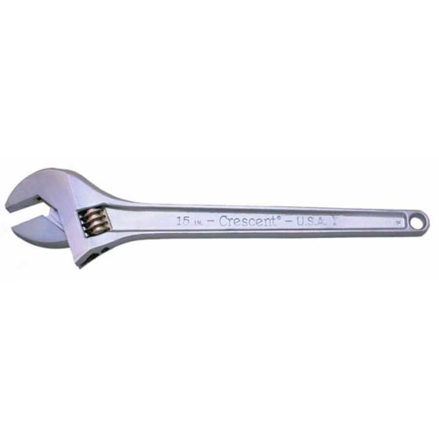15 Chrome Finish Tapered Handle Adjustable Wrench by Crescent Tool