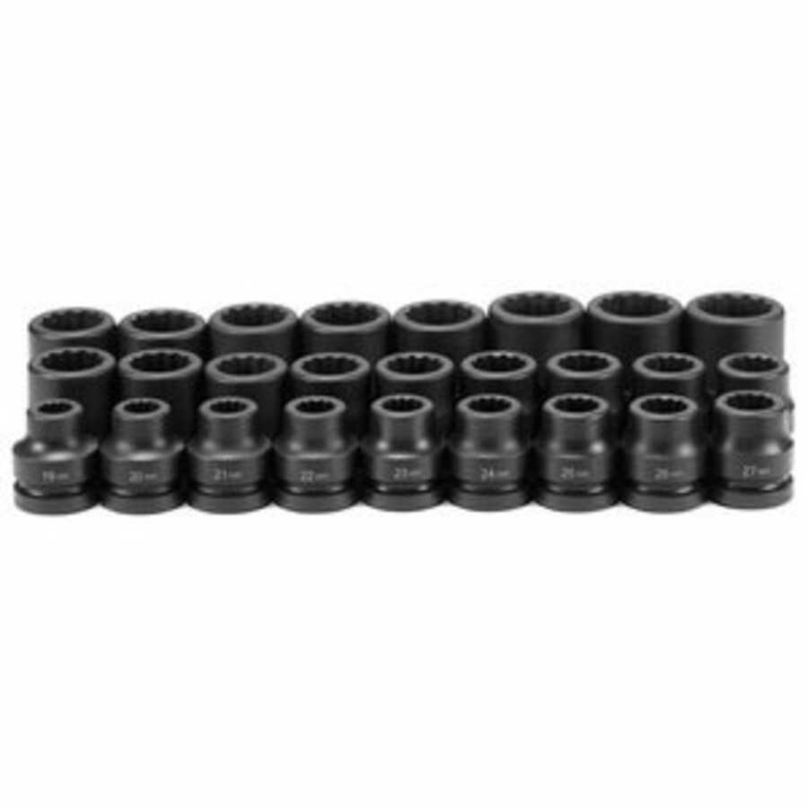 1 Inch Drive Standard Length Metric 12 Pt Impact Socket Set 26 Pc 19